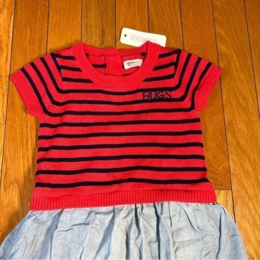 New NWT Gymboree Short Sleeve Hugs Dress Size 12-18 Months Red and blue